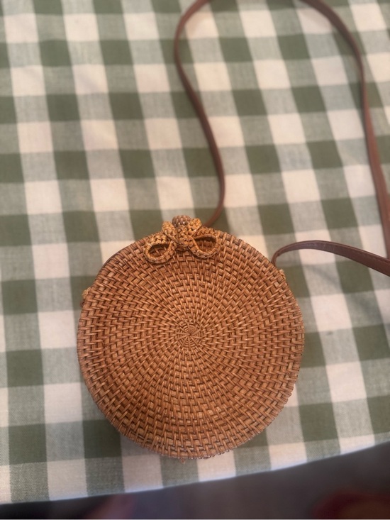 Handbags - Bali Round Woven Rattan Crossbody Bag - Tan